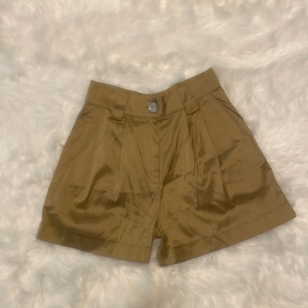 Calypso St. Barth 100% Silk Gold High Waisted Shorts